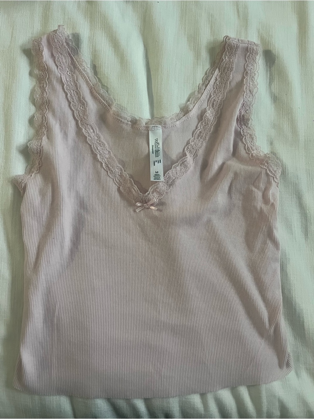 Underscore Lace Trim Ribbed Tank Top - Pale Pink